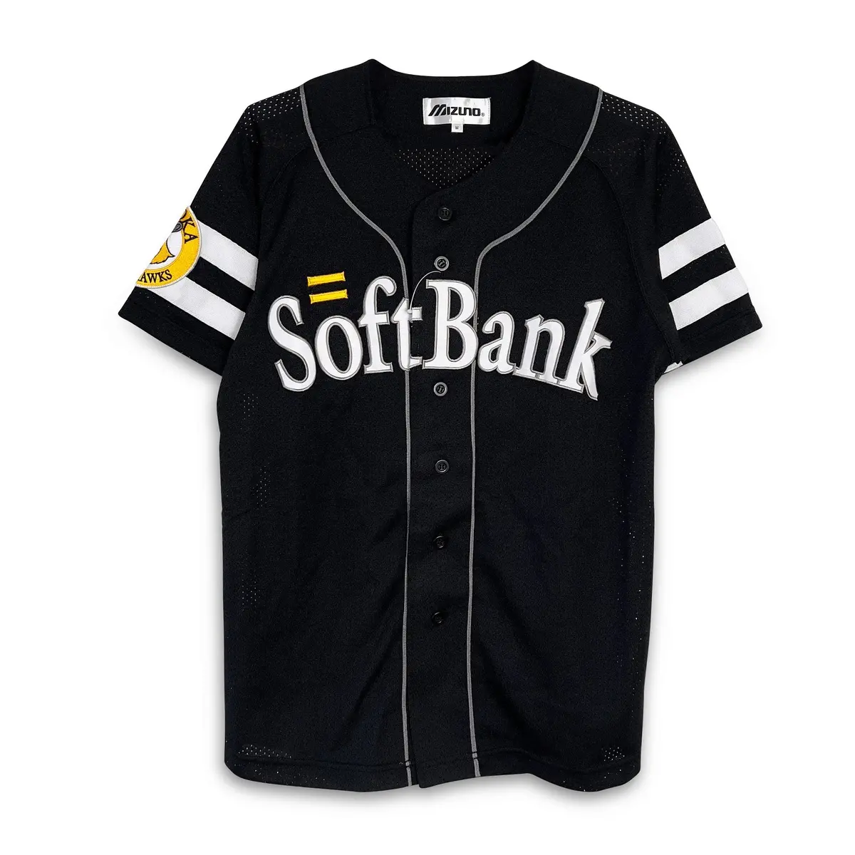 New Official Mizuno Retro Npb Japan Softbank Hawks Baseball Jersey Black 1