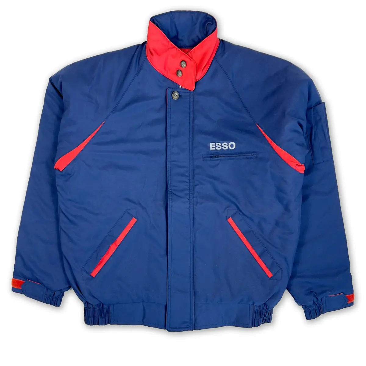 New Retro Jdm Japan Esso Safety Reflective Gas Station Staff Jacket Blue 1