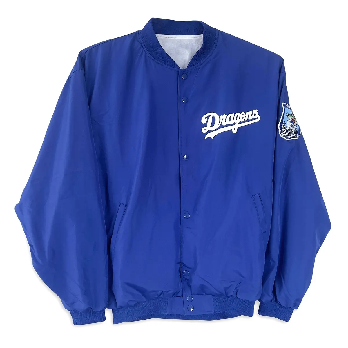 Retro Showa Era Mizuno Japan Npb Chunichi Dragons Team Jacket Blue 1