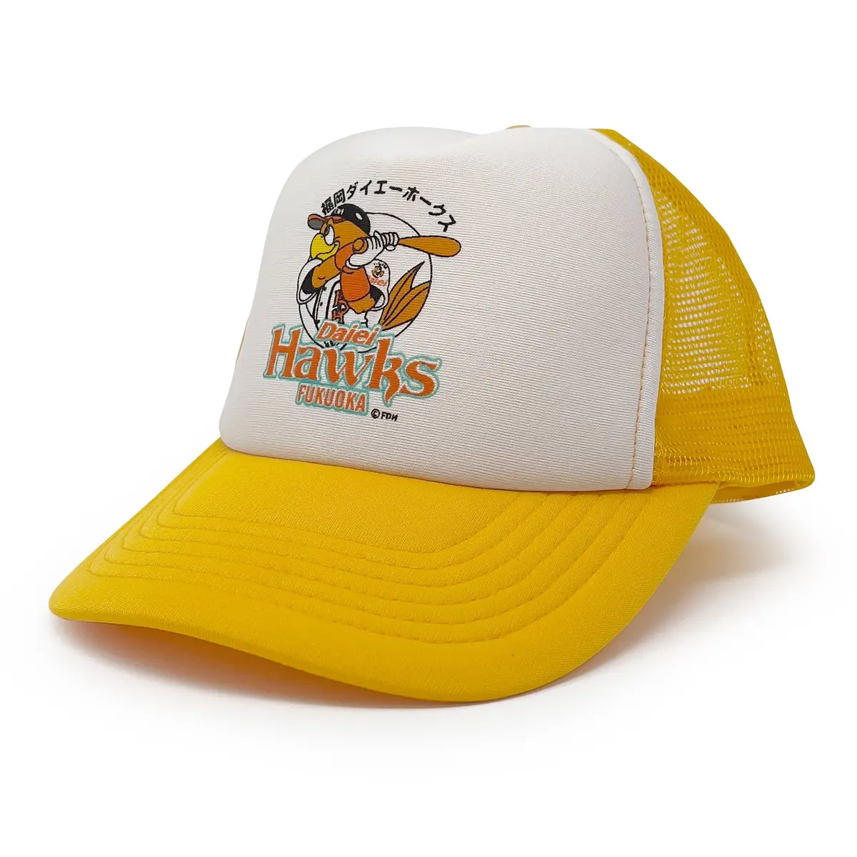 New Vintage Npb Japanese Baseball Fukuoka Daiei Hawks Trucker Hat Yellow 1