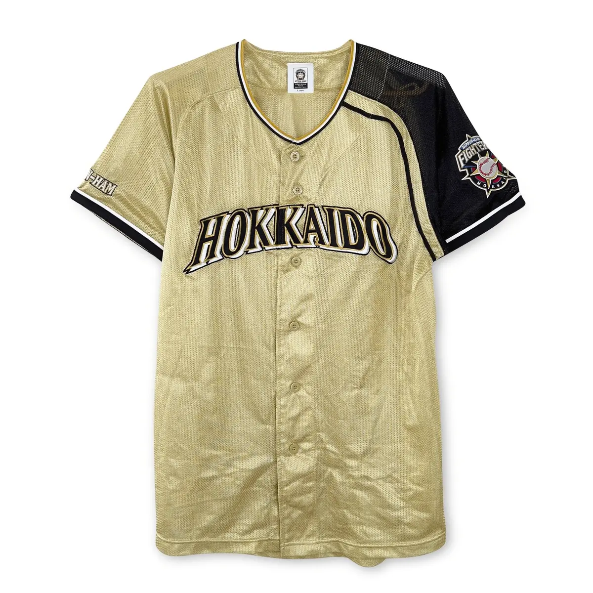 Official Japan Npb Hokkaido Nippon Ham Fighters Baseball Knit Jersey Gold 2010 1