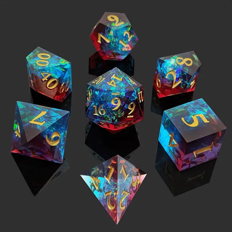 D&D Dice Set Sharp Edge - Red Vs. Blue (Gold) 1
