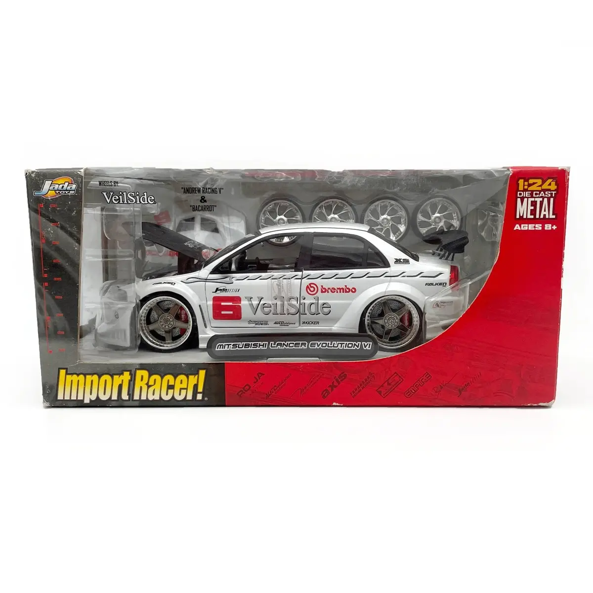 Retro 2003 Jada Toys Import Racer Veilside Mitsubishi Lancer Evolution Vi Diecast Car  1:24 1
