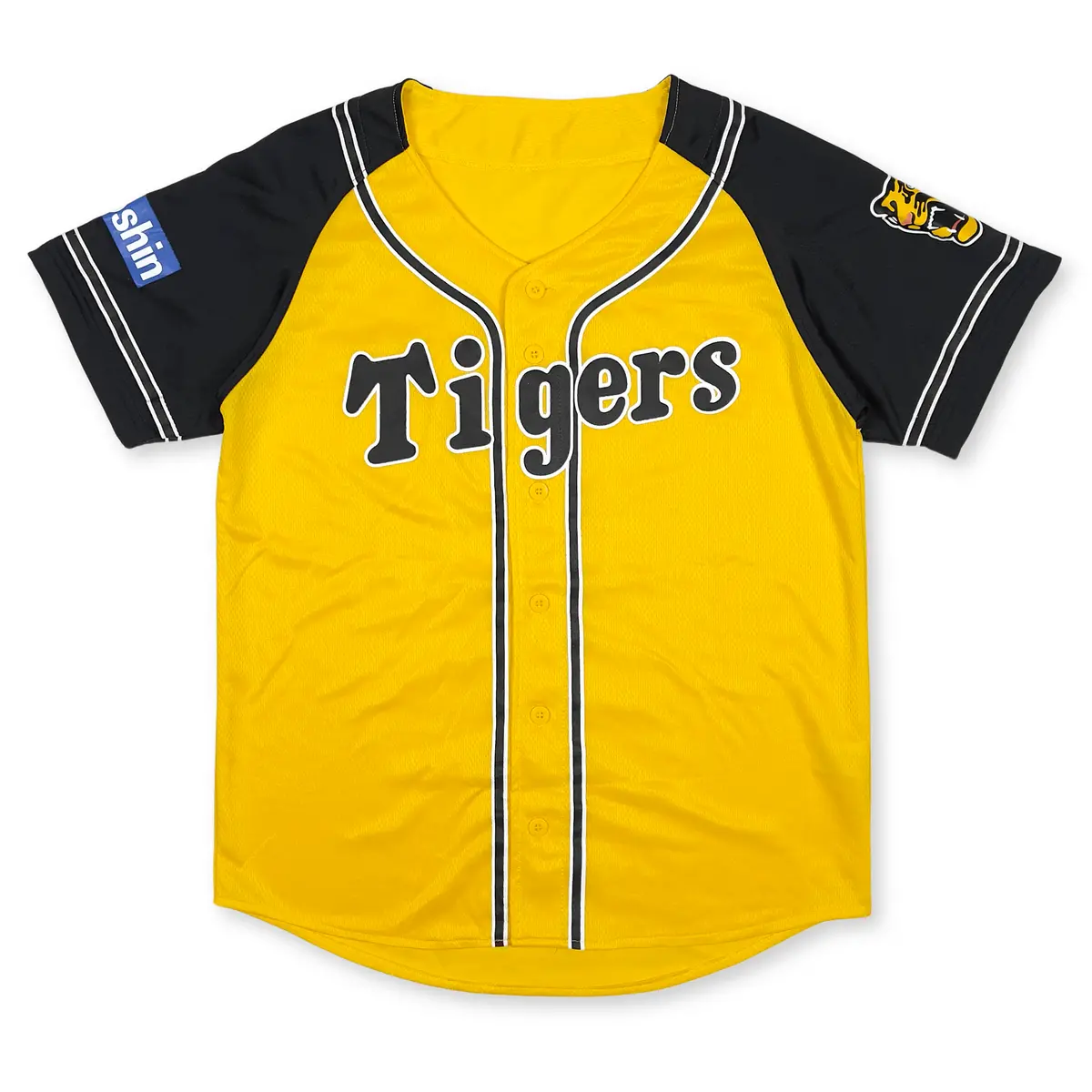 Retro Mizuno Japan Npb Hanshin Tigers Two Tone Baseball Summer Jersey Yellow 1