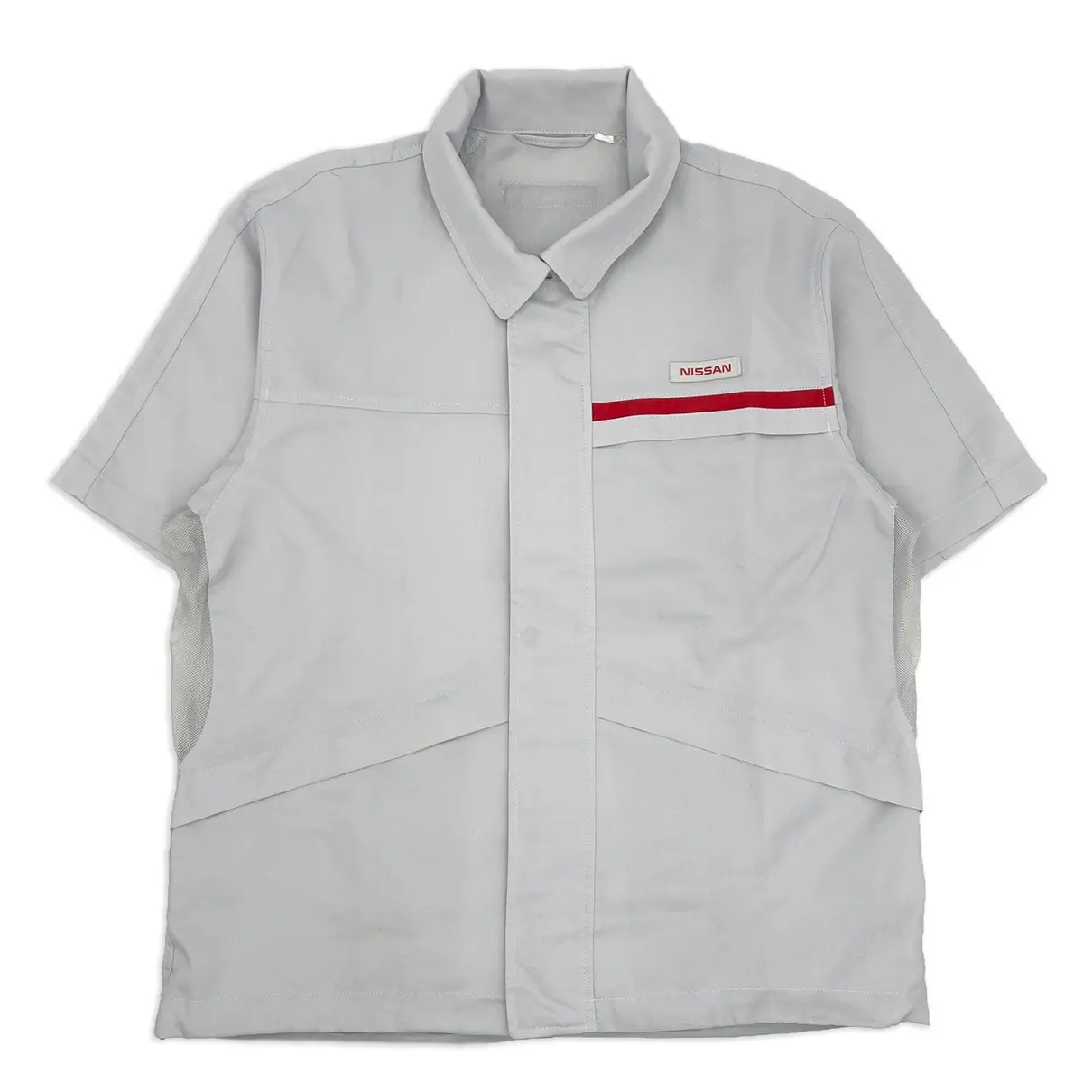 Retro Jdm Nissan Technician Mechanic Summer Short Sleeve Staff Jacket Grey 1