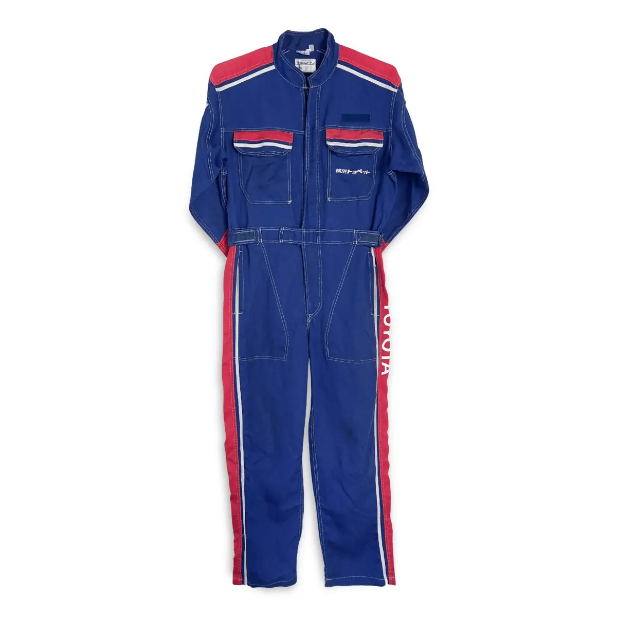 Retro Jdm Toyota Toyopet Tecno Coveralls Mechanic Suite Tsunagi Blue Red 1