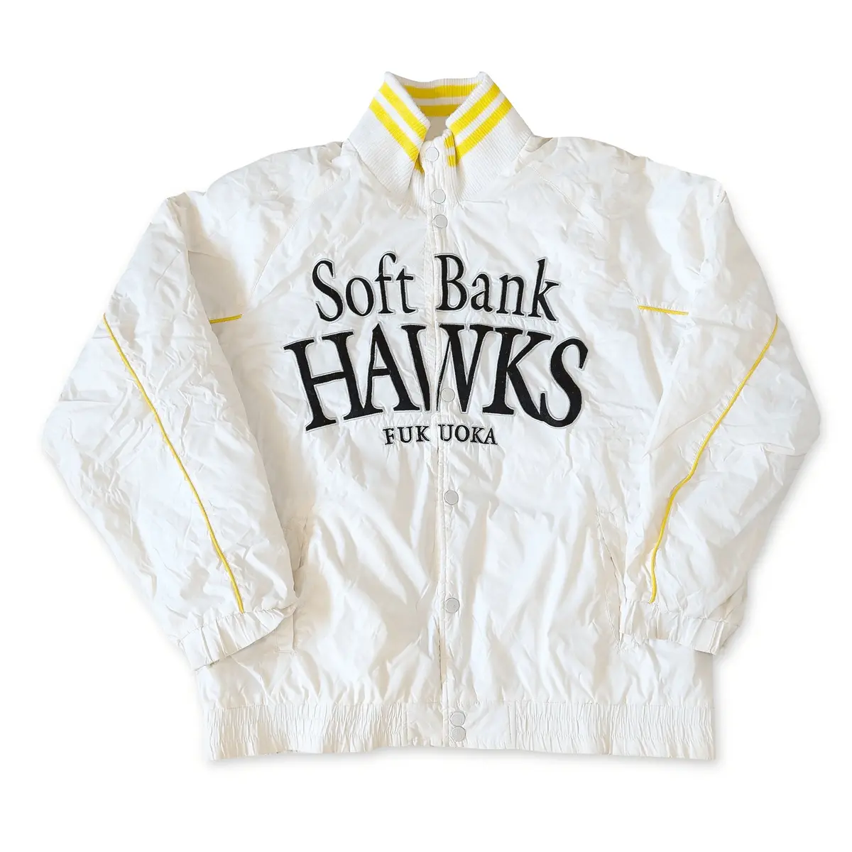 Retro Official Npb Japan Fukuoka Softbank Hawks Team Jumper Jacket White 1