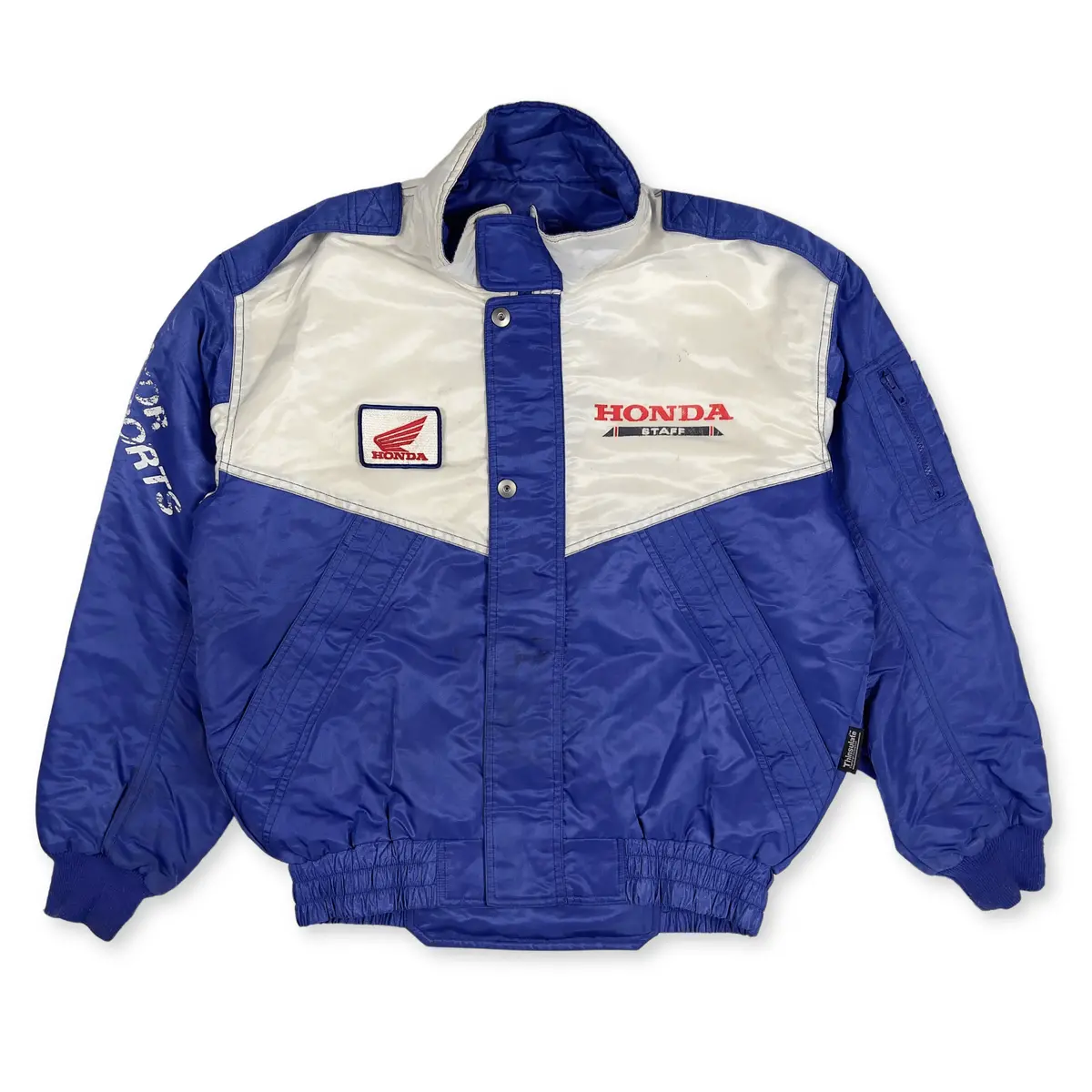 Retro Showa 1990S Jdm Japan Honda Racing Blue Helmet Staff Jacket Blue 1