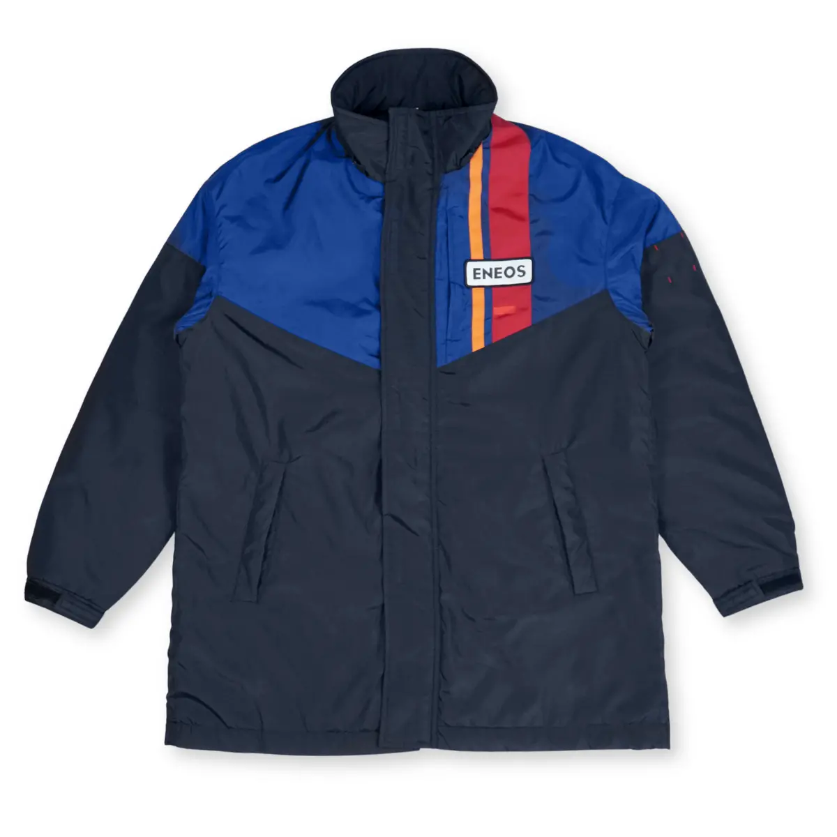 Retro Showa Jdm Eneos Oil Staff Uniform Winter Insulated Hoodie Jacket Blue 1