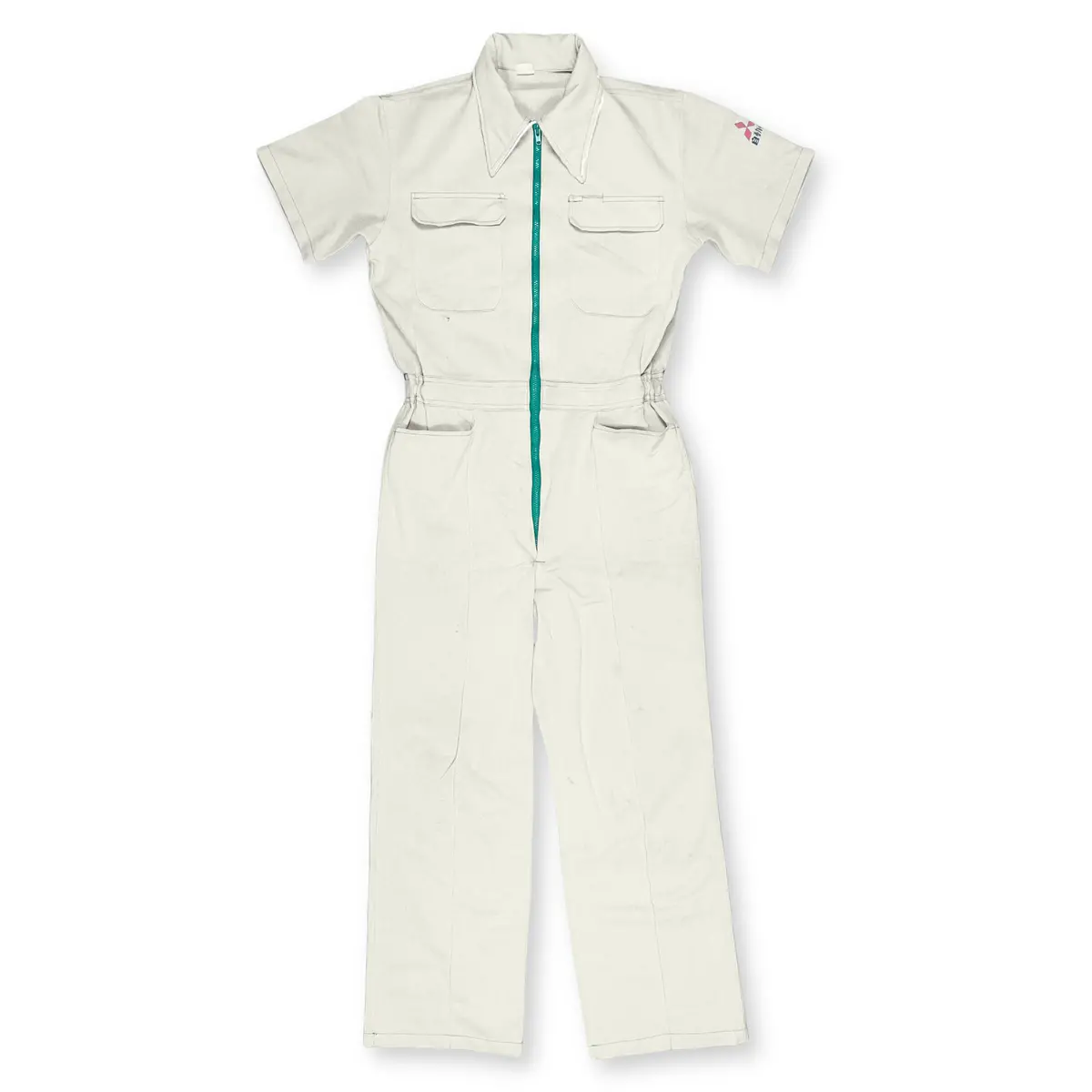 Vintage 1970S Jdm Showa Mitsubishi Motors Short Sleeve Coveralls Tsunagi Beige 1