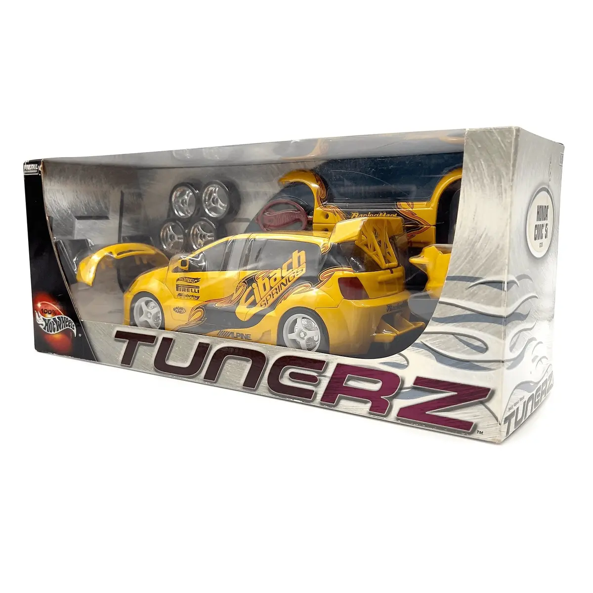 Vintage Hot Wheels Tunerz Eibach Honda Civic Si Diecast Car Yellow 1:18 1