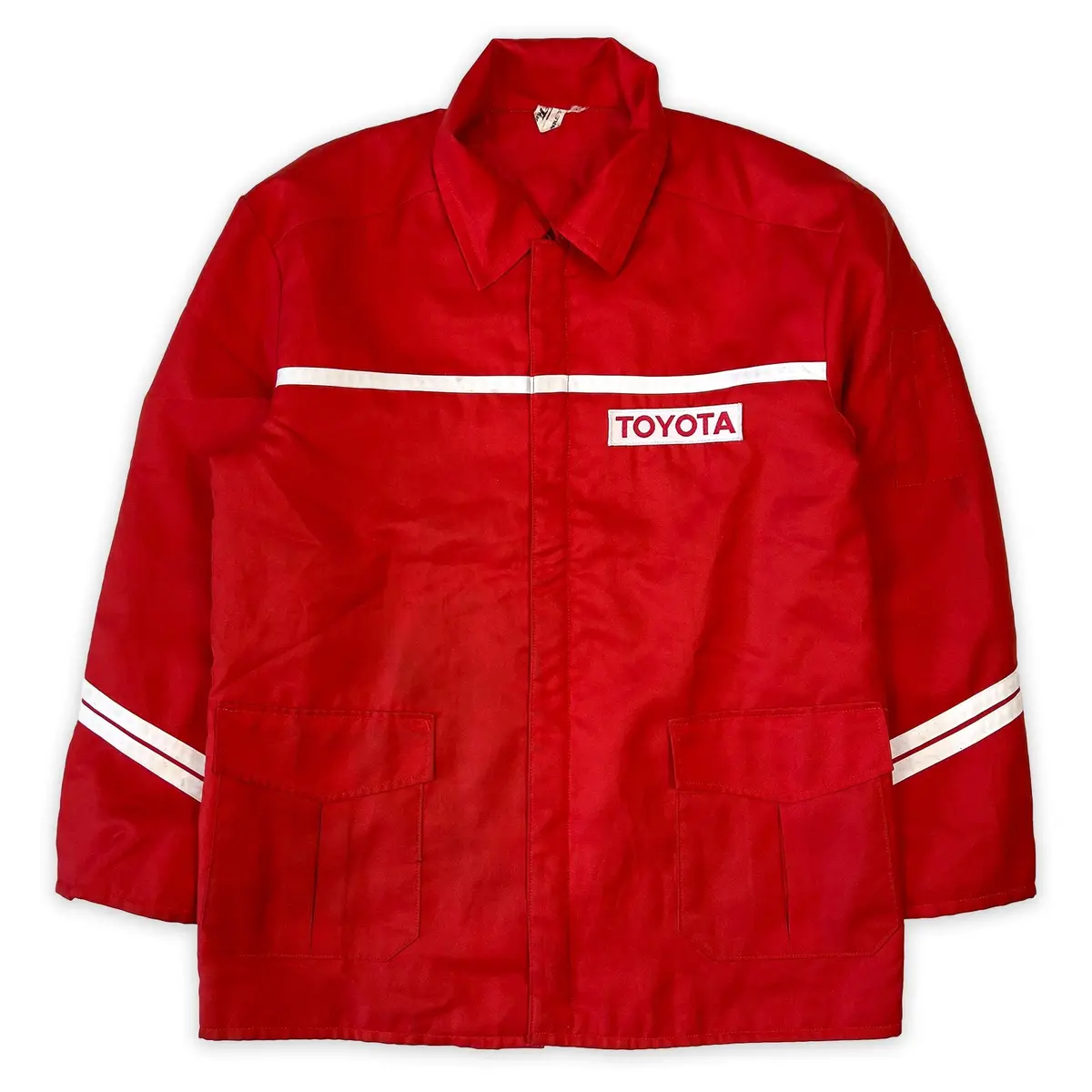 Vintage Showa Era Japan Jdm Toyota Tecno Mechanics Long Jacket Red 1