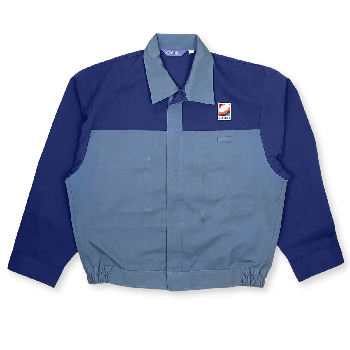 Vintage Showa Japan Cosmo Gas Station Staff Workwear Bomber Jacket Blue 1