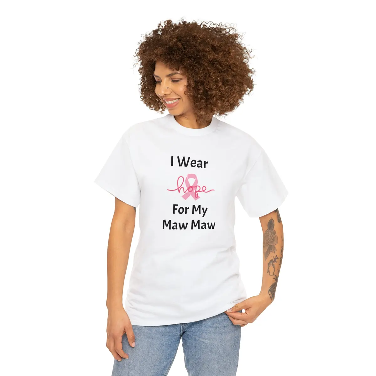 Breast Cancer Awareness Hope Unisex Heavy Cotton Tee 3