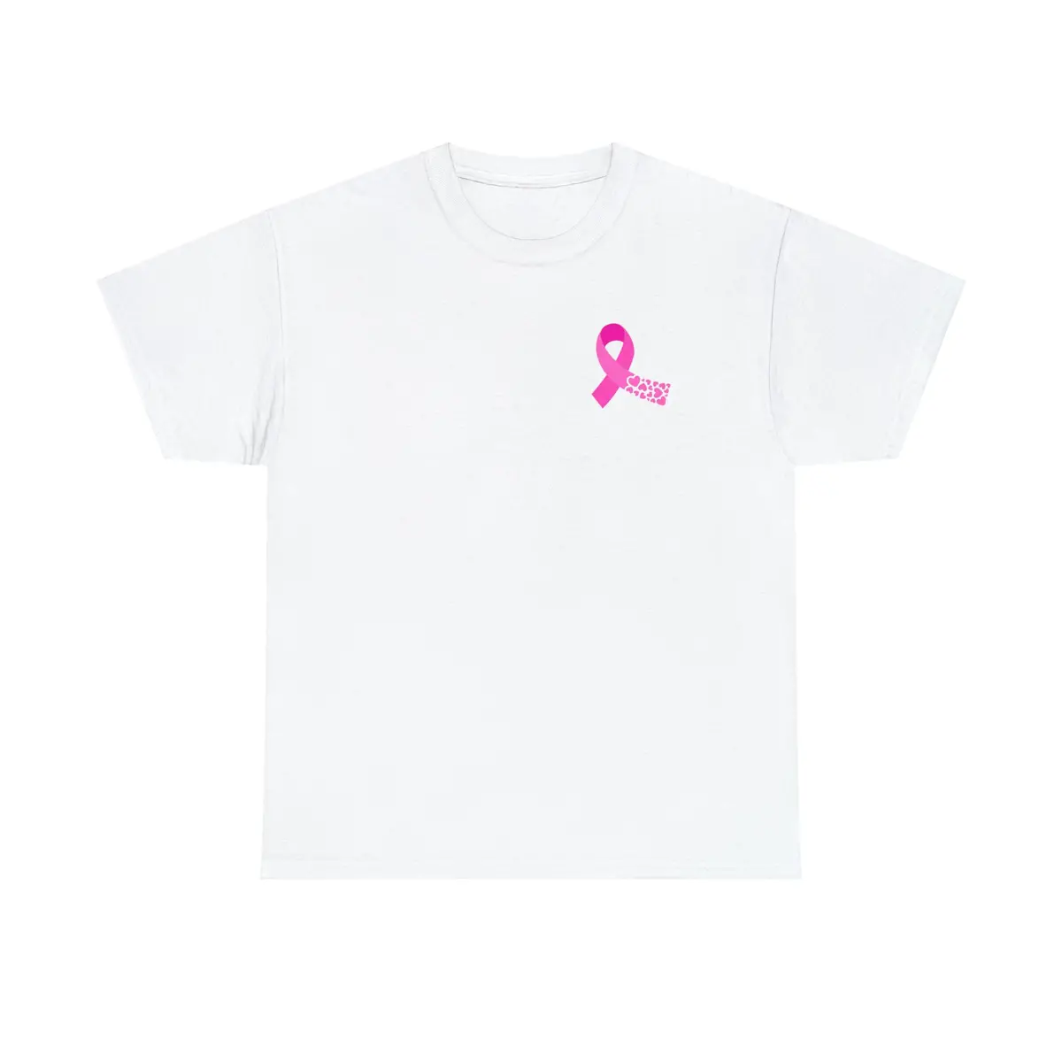 Breast Cancer Awareness Ribbon Of Hearts Unisex Heavy Cotton Tee 1