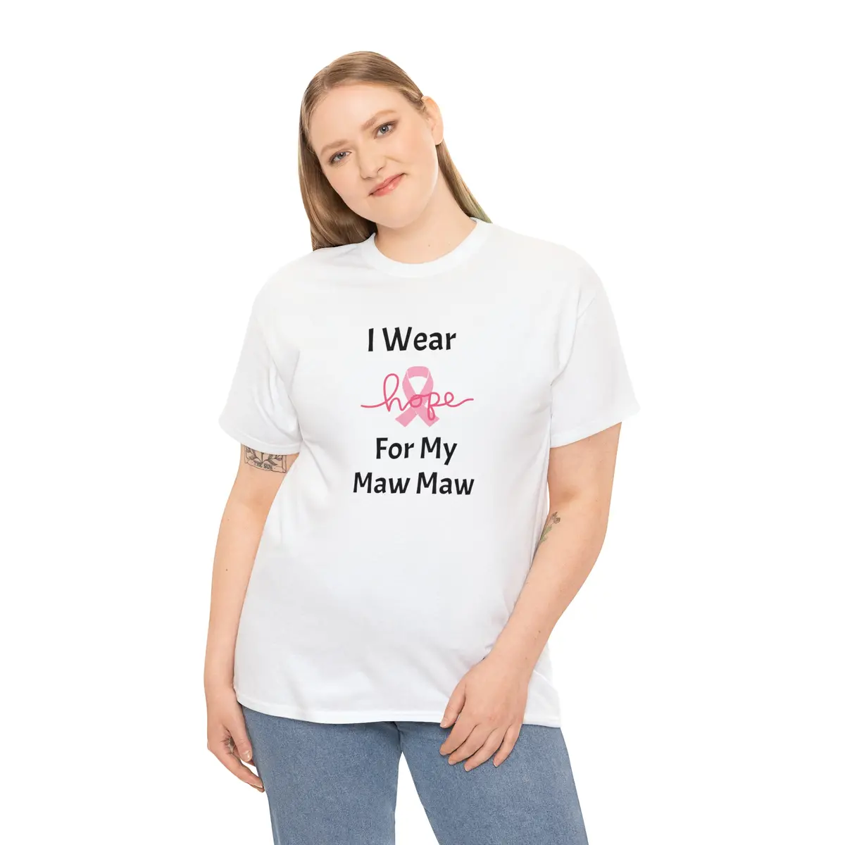 Breast Cancer Awareness Hope Unisex Heavy Cotton Tee 4