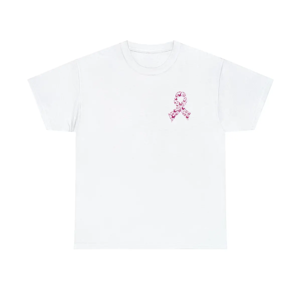 Breast Cancer Awareness Butterfly Ribbon Unisex Heavy Cotton Tee 1