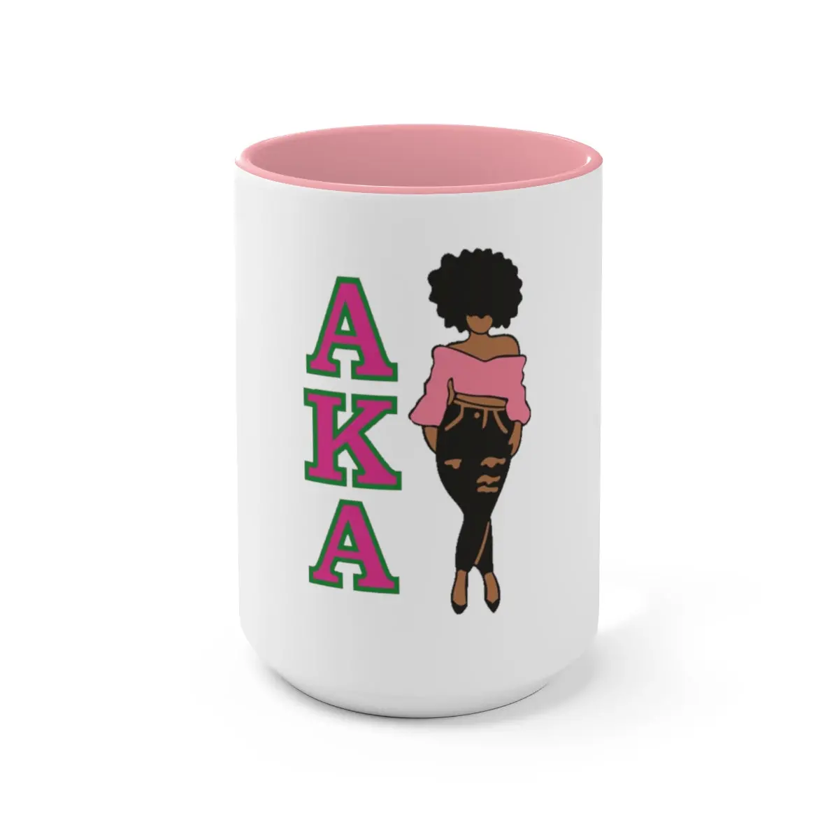 Alpha Kappa Alpha Two-Tone Coffee Mugs, 15Oz 2